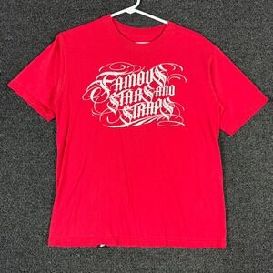 Y2K Famous Stars and Straps Graphic T-Shirt Women's M Red Script Chola Skater